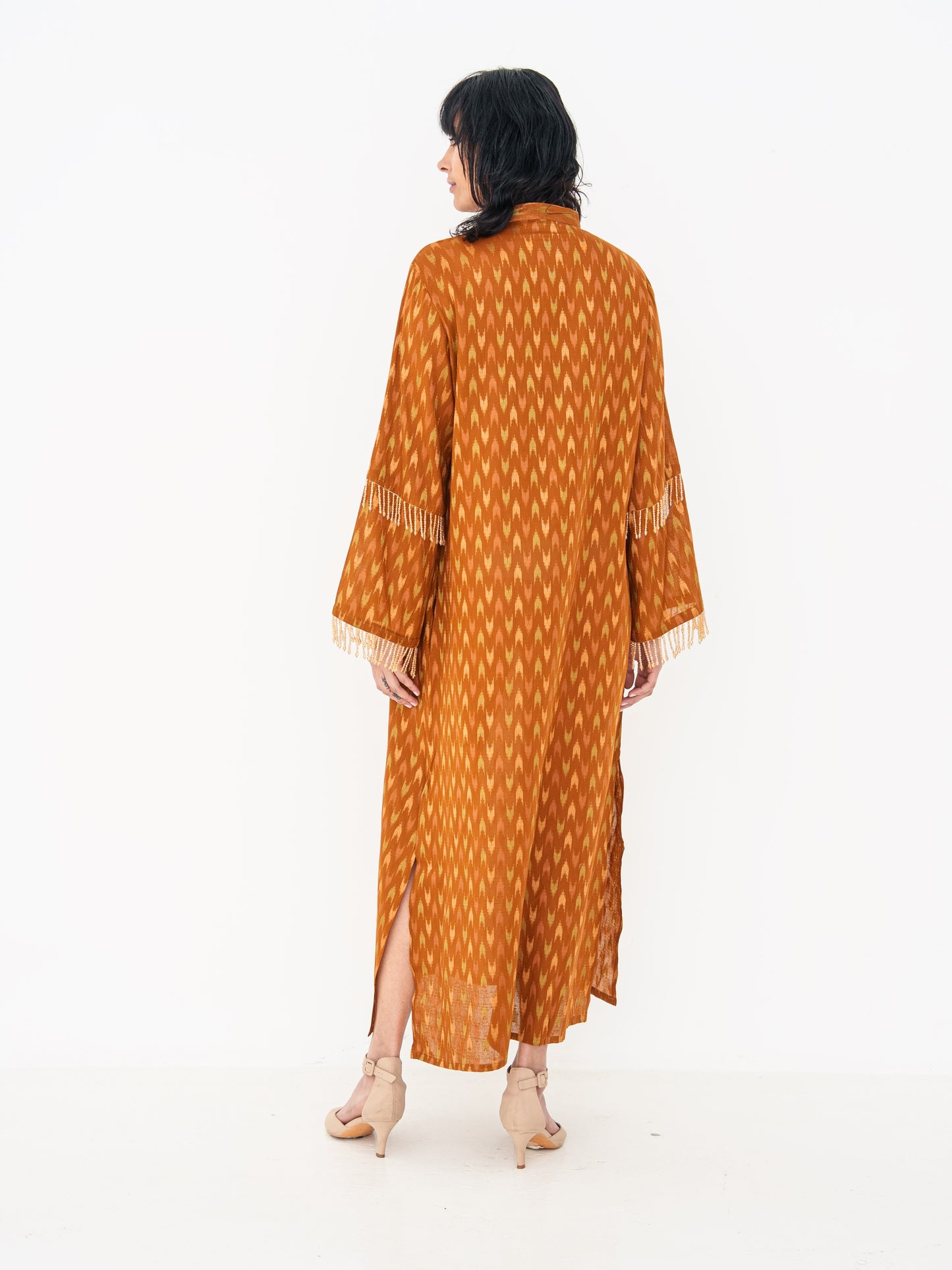 Printed Long Kaftan - Burnt Orange