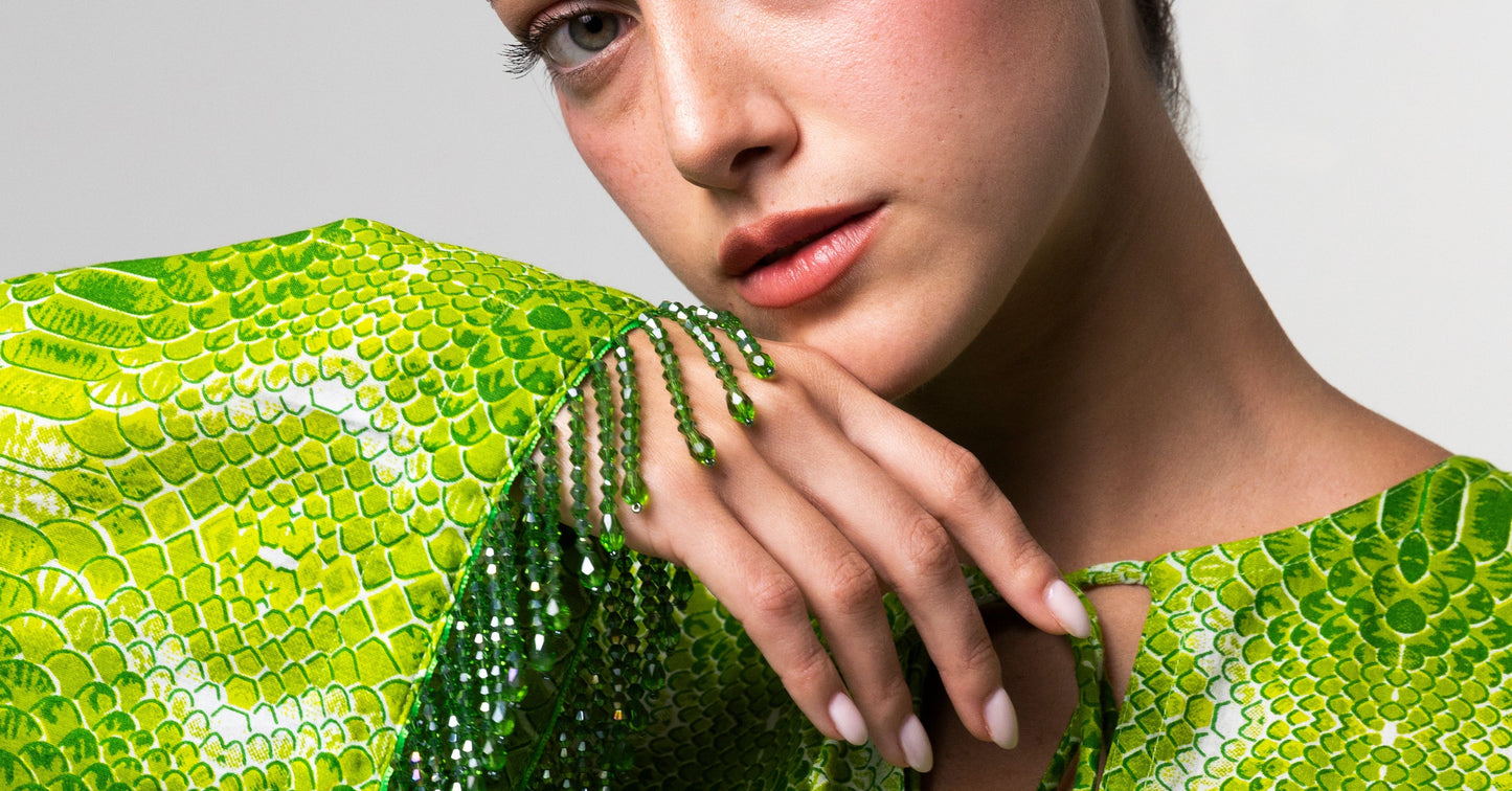 Printed Mini Kaftan - Green