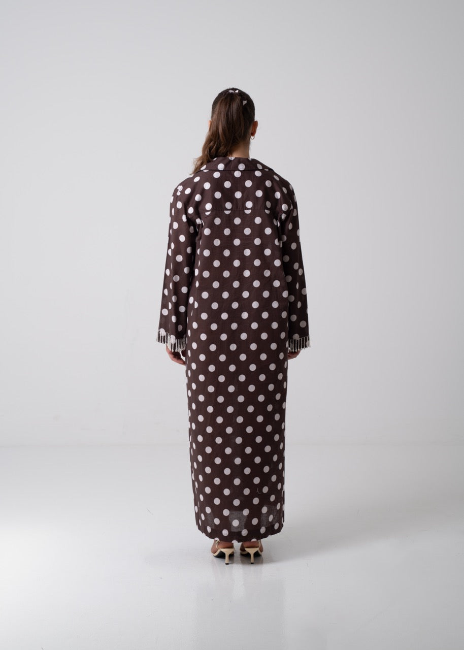 Long Printed Kaftan - Polka Dot