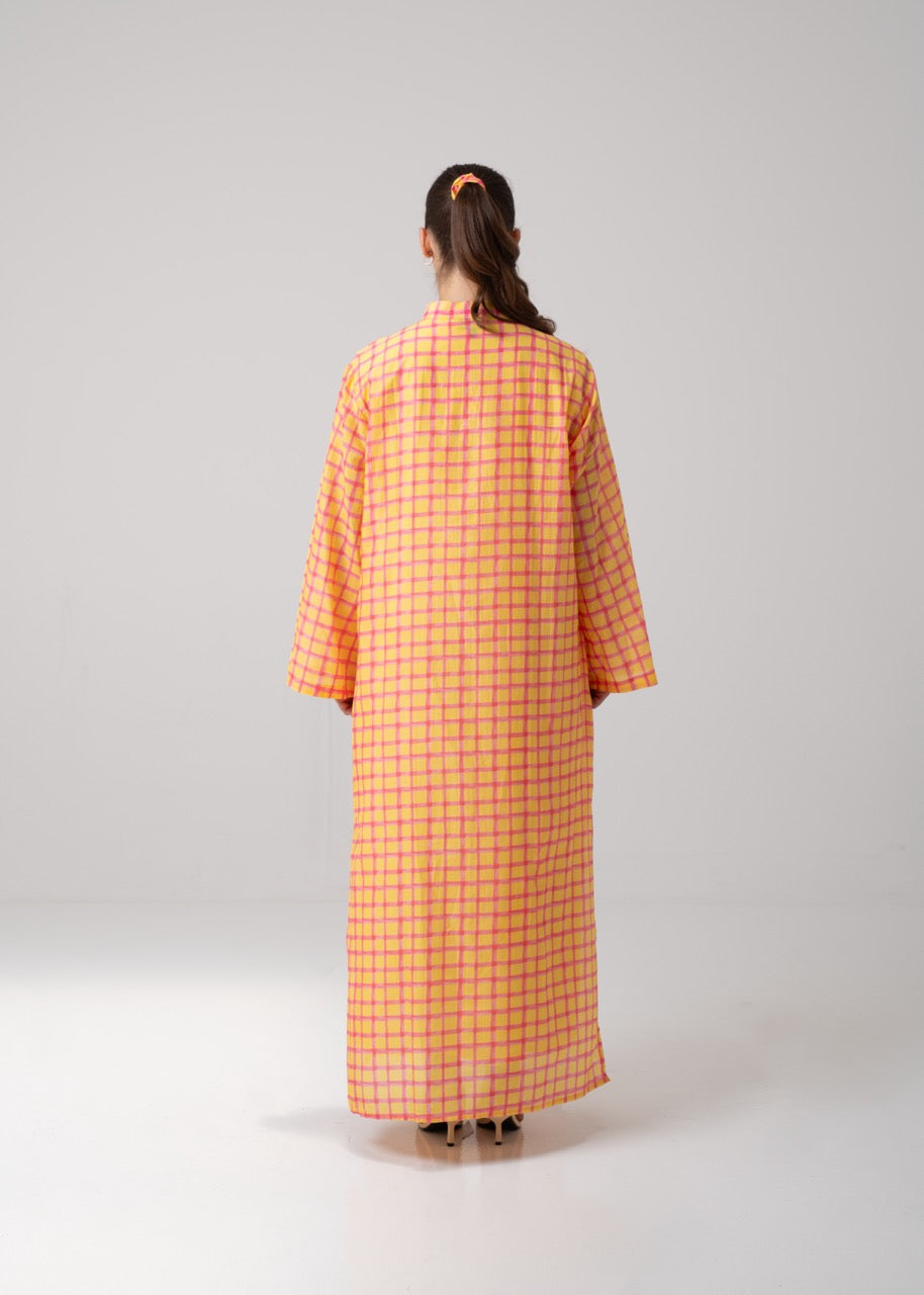 Long Printed Kaftan - Checkered