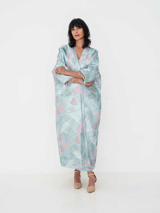 Reversible Abaya - Baby Blue & Beige