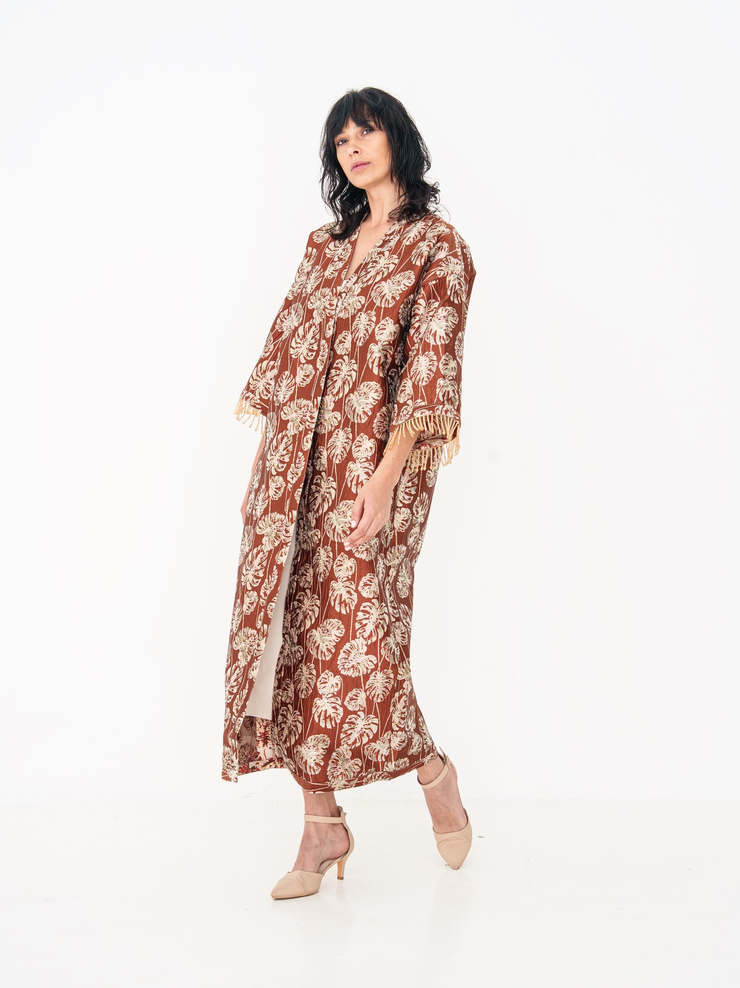 Reversible Abaya - Deep Red & Gold