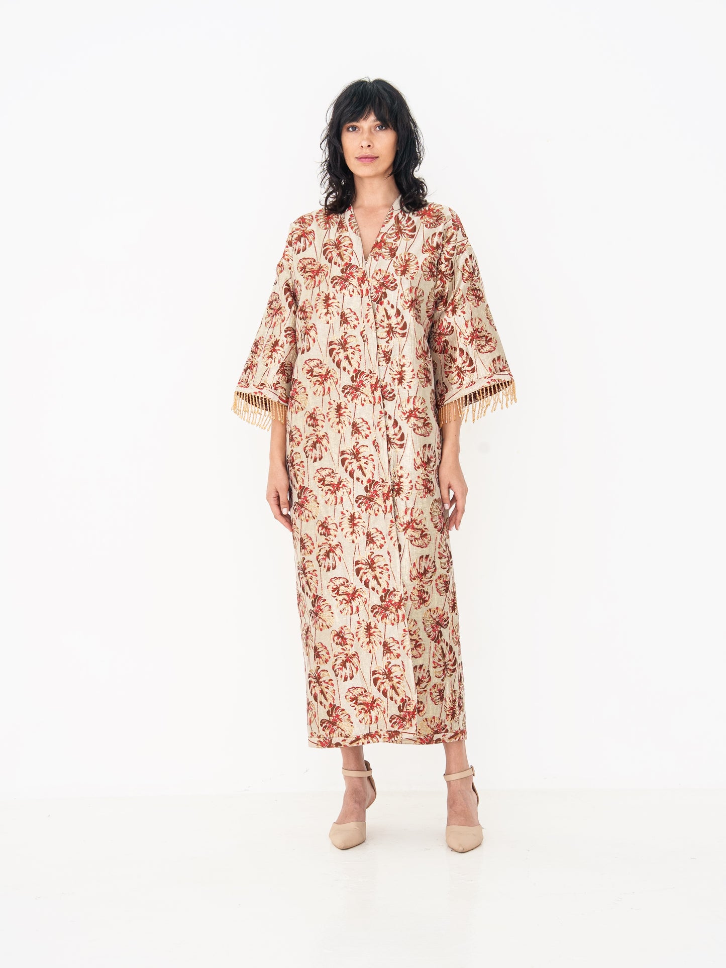 Reversible Abaya - Deep Red & Gold