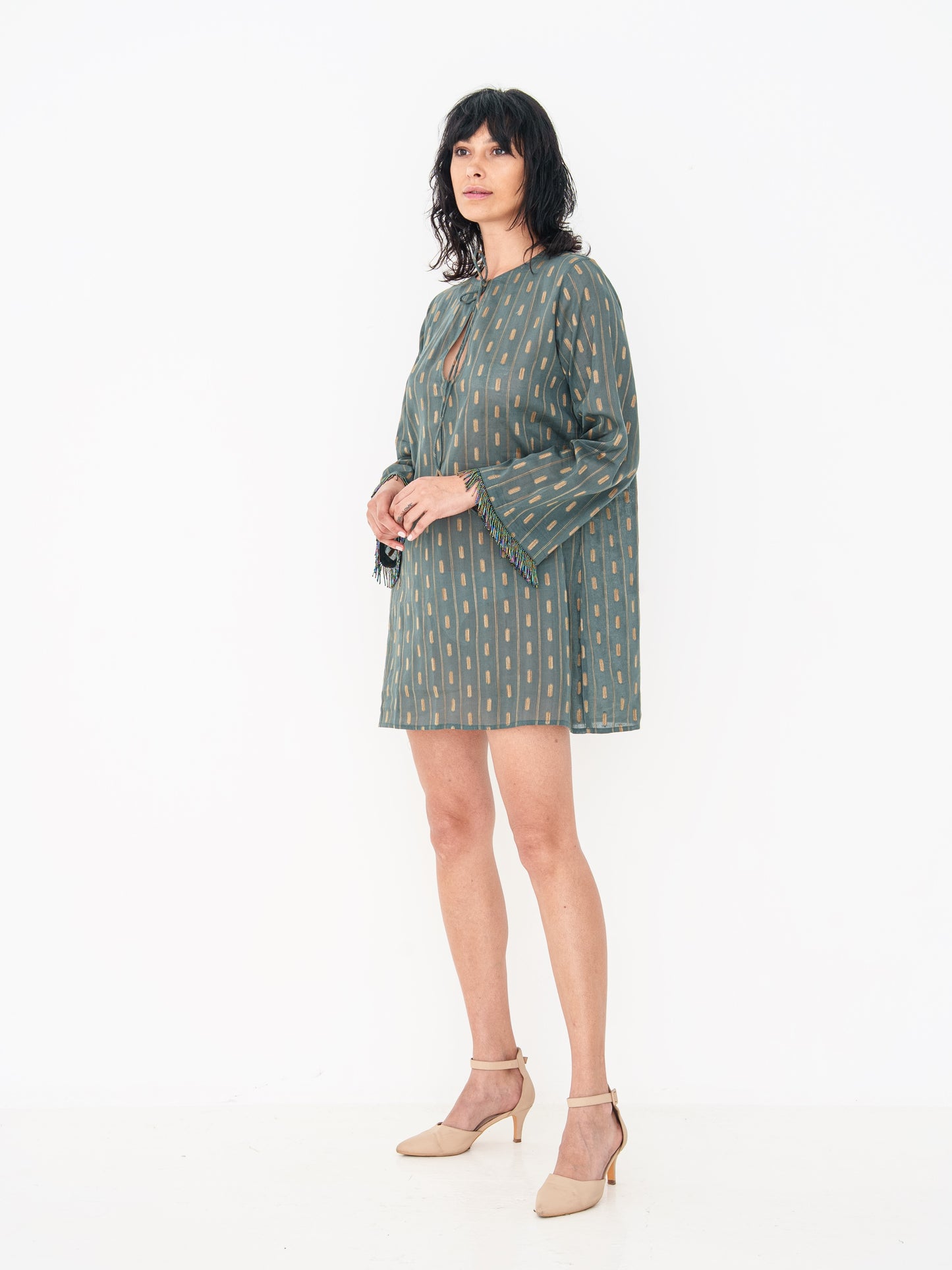 Printed Mini Kaftan - Grey