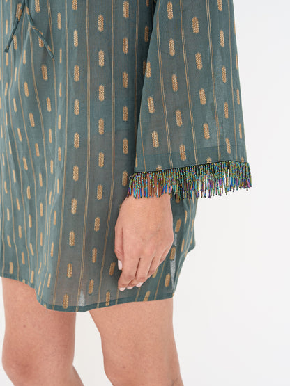 Printed Mini Kaftan - Grey