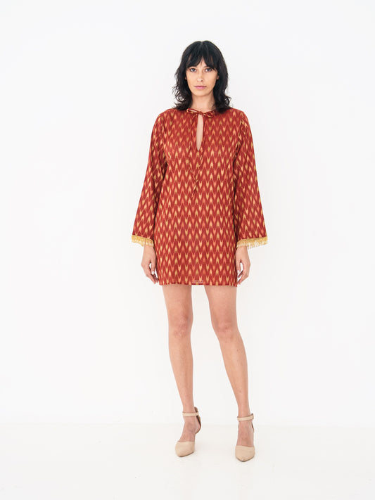 Printed Mini Kaftan - Red
