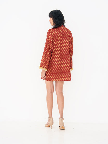 Printed Mini Kaftan - Red