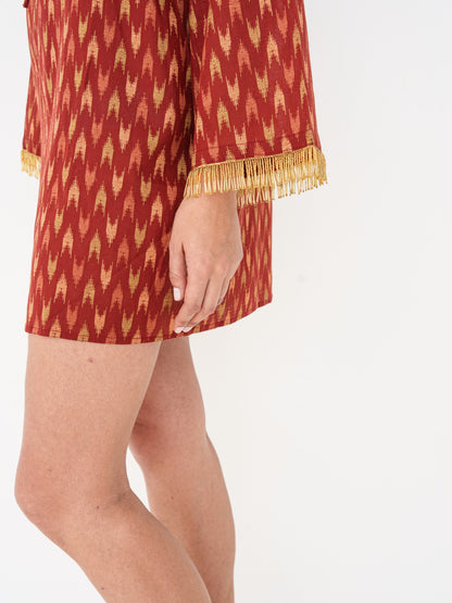 Printed Mini Kaftan - Red
