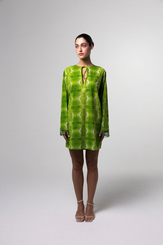 Printed Mini Kaftan - Green