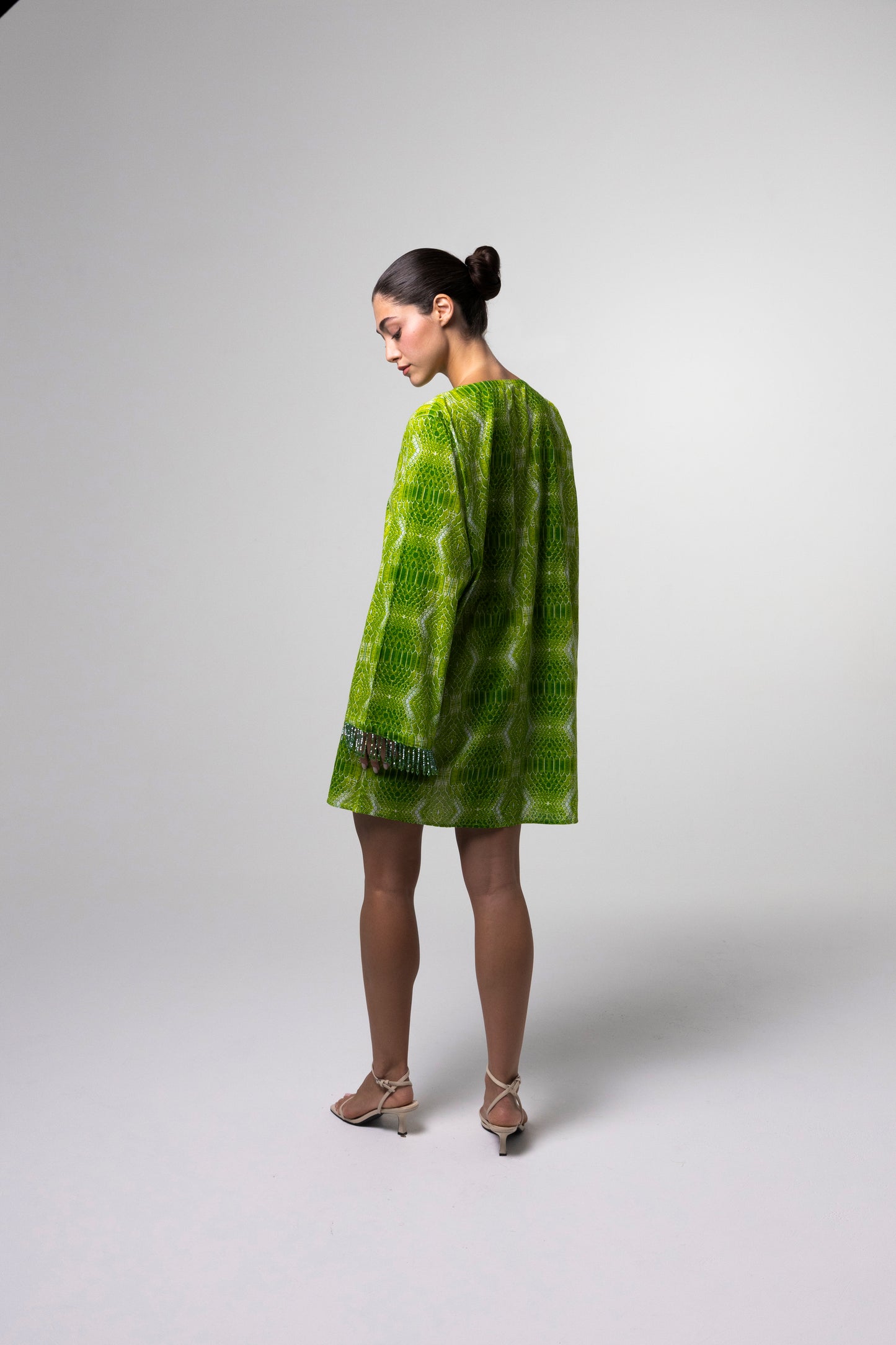 Printed Mini Kaftan - Green