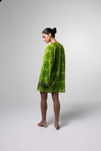 Printed Mini Kaftan - Green