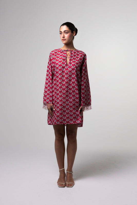 Printed Mini Kaftan - Pink