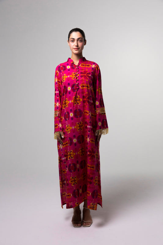 Printed Long Kaftan - Pink