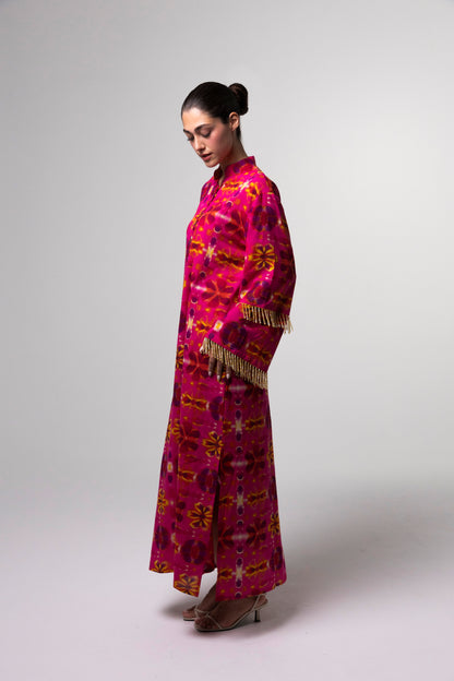 Printed Long Kaftan - Pink