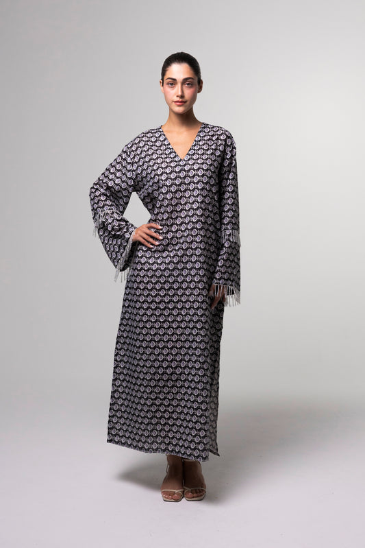Printed Long Kaftan - Multicolor