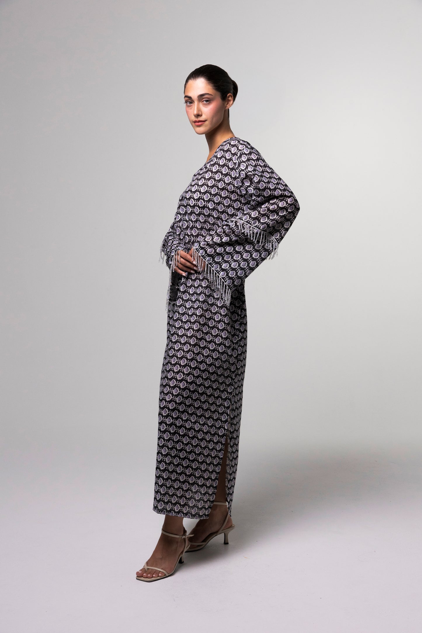 Printed Long Kaftan - Multicolor
