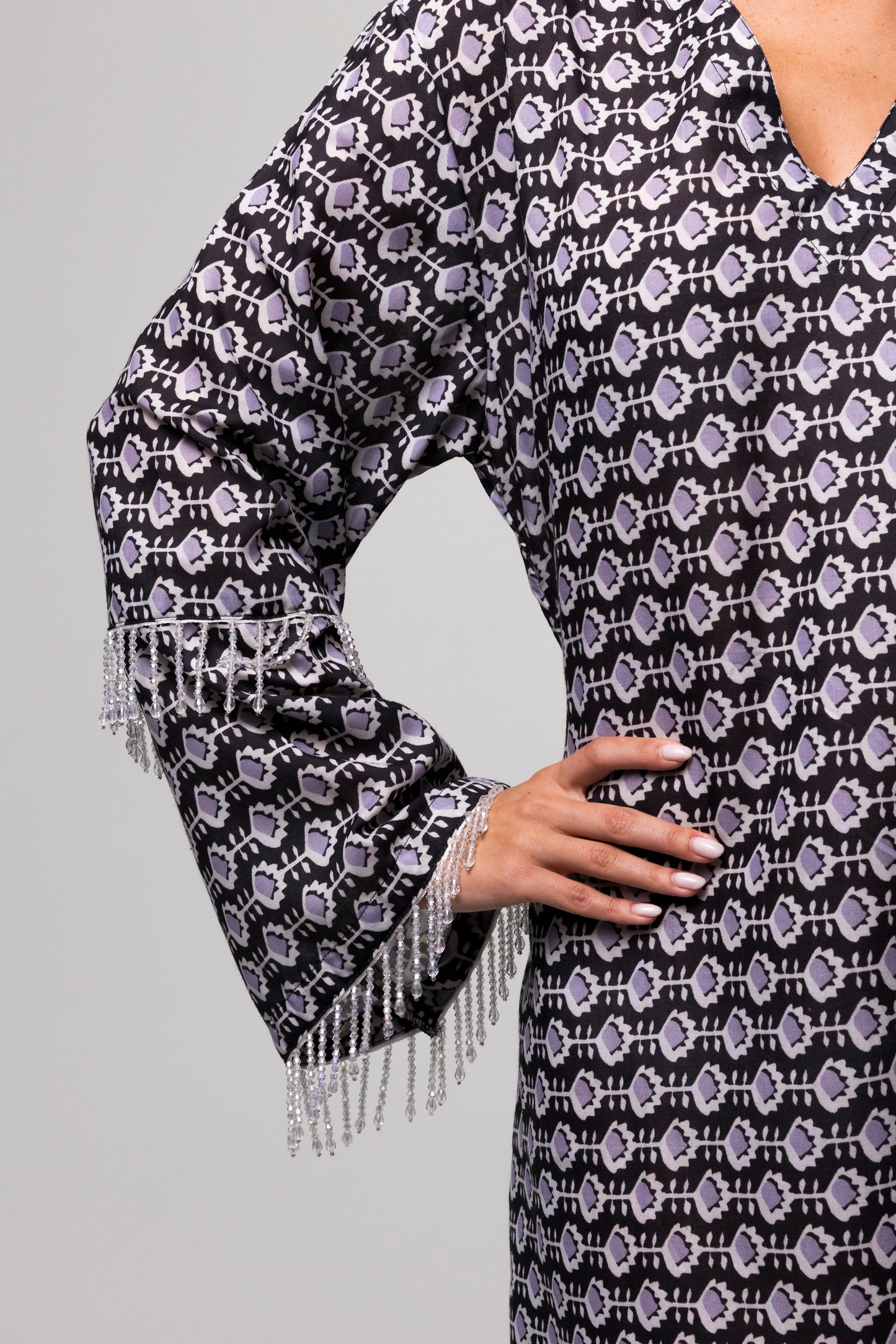 Printed Long Kaftan - Multicolor