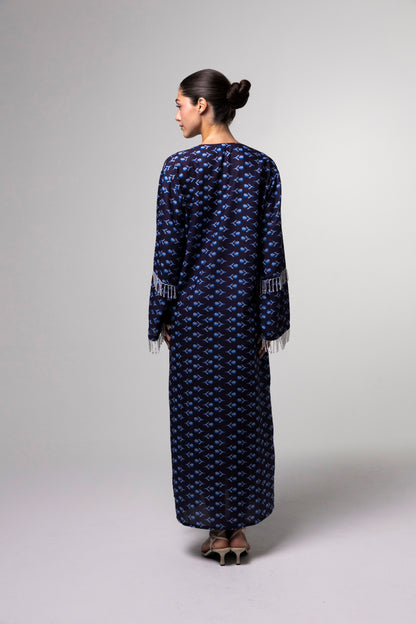 Printed Long Kaftan - Blue