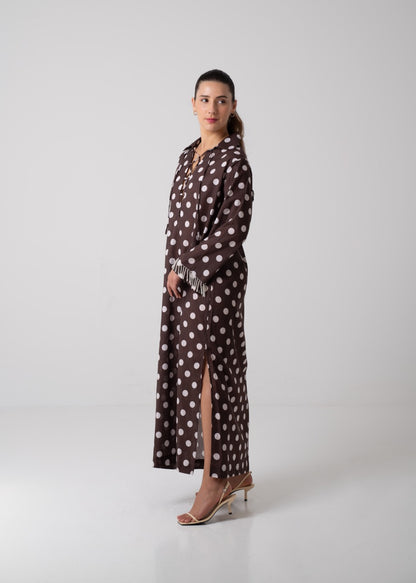 Long Printed Kaftan - Polka Dot