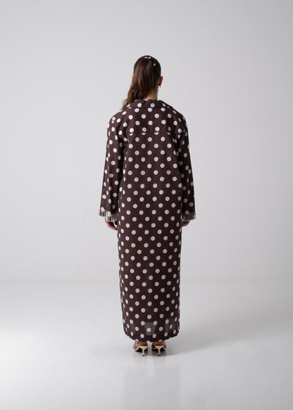 Long Printed Kaftan - Polka Dot