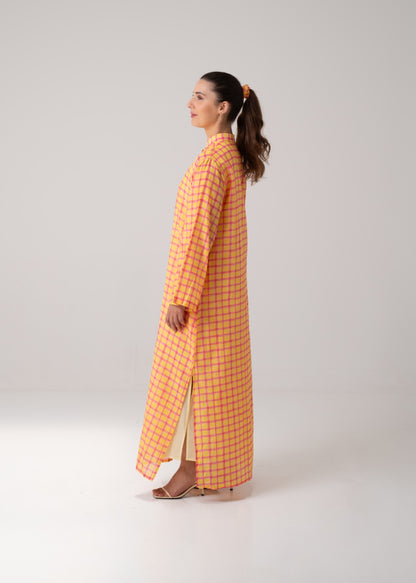 Long Printed Kaftan - Checkered